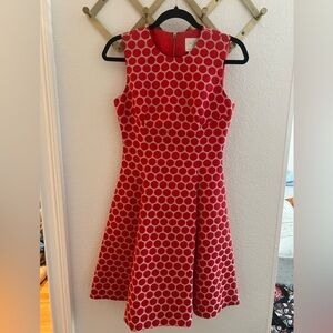 Kate Space Fit and Flare jacquard red circles sleeveless dress